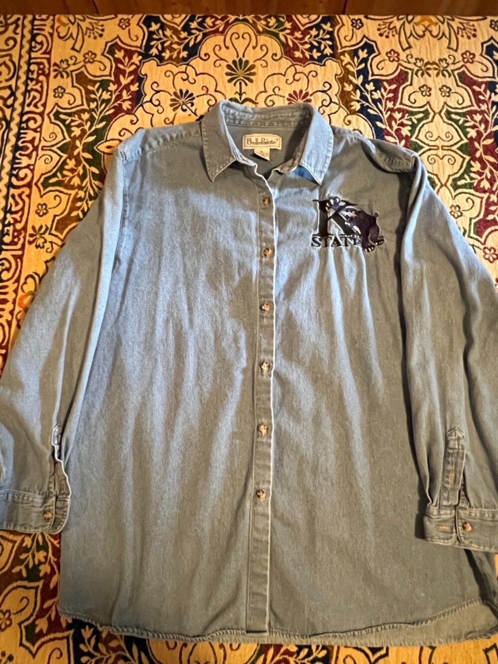 BellPointe Denim Chambray Long Sleeve Shirt Wildcats Kansas State Kentucky XL